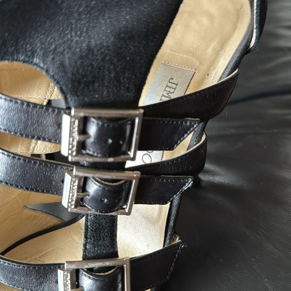 Jimmy Choo Size Black Suede Shimmer Multistrap Sandals - Picture 4 of 8